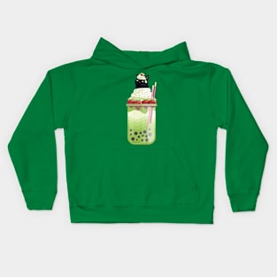 Black Cat Matcha Boba Tea (No Pattern) Kids Hoodie